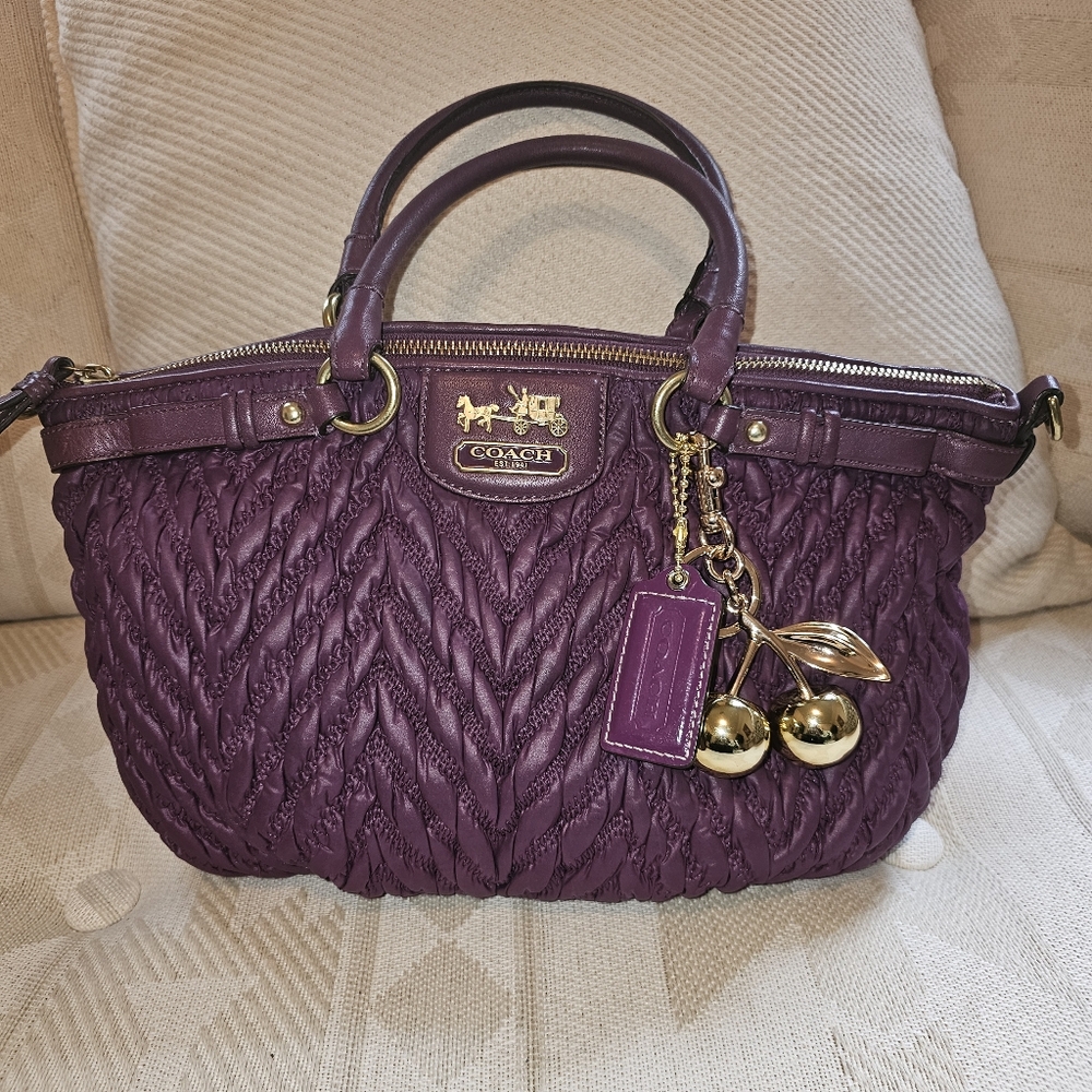 Coach Satchel Bag 18637 Madison Nylon Mahogany